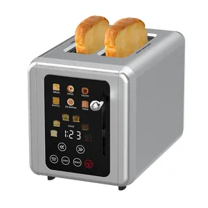 Custom Logo 2-Slice Stainless Steel Electric Toaster Home Appliances with Automatic Pop-up Bread Toaster