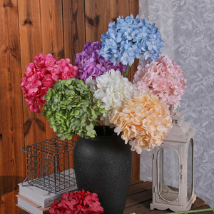 ดอกไฮเดรนเยียประดิษฐ์ จินซี ดอกไม้ผ้าไหม สีขาว ชมพู แดง น้ำเงิน เขียว ม่วง แดงกุหลาบ สีแชมเปญ สำหรับตกแต่งงานแต่งงาน ตกแต่งบ้าน - Product Image 1