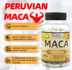 Cápsulas de Polvo de Raíz de Maca Negra Personalizadas de 1900 mg, Favorecen el Equilibrio Hormonal, Suplemento de Extracto de Raíz de Maca para Hombres y Mujeres - Product Image 1