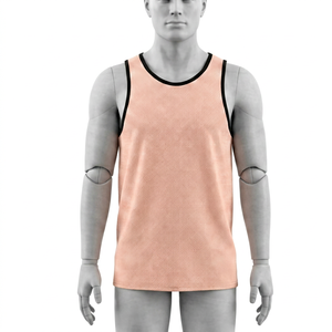 Men's <b>Peach</b> Mesh Tank <b>Top</b> Crew Neck Sleeveless Breathable Regular Fit All Seasons Solid Color 100% Polyester Basketball Apparel - Product Image 1