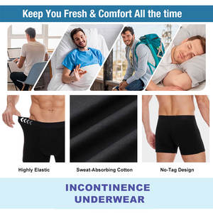 再利用可能 側面漏れ防止 メンズボクサー 吸収性 漏れ防止 洗濯可能 男性用尿失禁下着 - Product Image 6