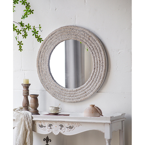 <span class=keywords><strong>Espejo</strong></span> redondo de pared, Espejos decorativos colgantes, <span class=keywords><strong>cuerda</strong></span> de cáñamo blanco, espejos bohemios para decoración de pared, dormitorio, sala de estar y baño - Product Image 3