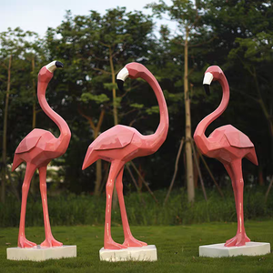 Glasvezelversterkte Plastic Flamingo Sculptuur Geometrische Buitentuin Vogel Voor Binnenplaats Vijver Winkelcentrum Interieur Hars Ambachten - Product Image 1