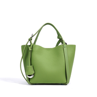 Sac Seau en Cuir Véritable Luxe Discret, Design Plié en Forme de Bouton de Fleur, Sac Fourre-tout en Cuir de Vachette Pleine Fleur, Sac à Bandoulière Minimaliste de Créateur de Niche