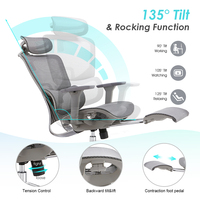 B2B Vente en gros en vrac Fauteuil inclinable confortable et inclinable personnalisé Support lombaire en maille Chaise de bureau ergonomique avec repose-pieds