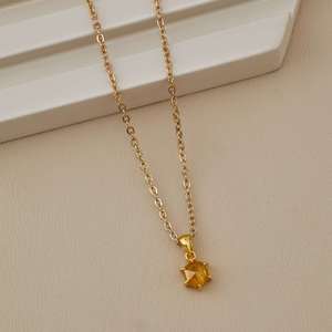 Collar Único Inspirado en la Tierra con Diamante Natural de Corte Hexagonal de Oro Amarillo Sólido de 14k, Certificado por Terceros - Product Image 2