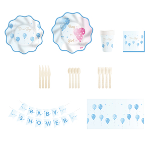 DAMAI - Vajilla Desechable para Fiestas de Revelación de Género de Bebé, Platos y Servilletas de Papel para Baby Shower, Decoraciones para 8 Invitados - Product Image 6