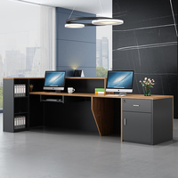 Bureau de réception moderne en bois QT-08 pour hôtel et salle de sport, ensemble de mobilier de bureau