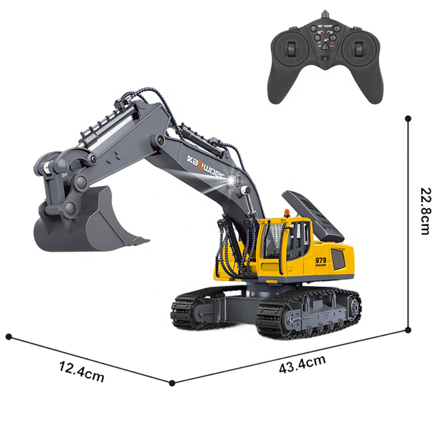 HUINA KALIWO 13550 1:18 Scale Alloy RC Excavator 2.4GHz Remote Control Construction Truck Toys with Lights and Rotating Arm