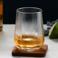 Verres à whisky vintage à motif diamant avec bordure dorée, en verre sodocalcique de qualité alimentaire, durables et réutilisables, pour bar et usage domestique