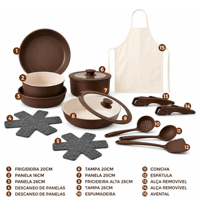 Ensemble de casseroles et poêles modernes de haute qualité avec couvercles en verre, poignées amovibles, revêtement céramique antiadhésif, compatible induction, en alliage d'aluminium forgé - Product Image 6