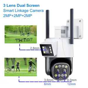 CamhiPro 3-объективная камера безопасности 2MP 6MP с двойным объективом, Wi-Fi, PTZ-камера с интеллектуальным соединением, обнаружение движения, сетевая технология 1080P