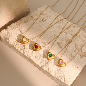 Collar con Colgante <span class=keywords><strong>de</strong></span> Corazón Romántico KITI, Joyería Resistente al Deslustre, Chapado en <span class=keywords><strong>Oro</strong></span> <span class=keywords><strong>de</strong></span> 18K, Acero Inoxidable, Zirconia Colorida, para Mujer - Product Image 2