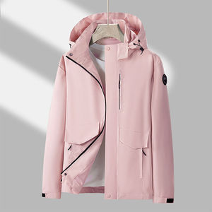 Outdoor Windbreaker Jacket Unisex Full Sleeve Windproof Hooded Beige Lightweight Hiking Clothing For Men And Women - Product Image 2