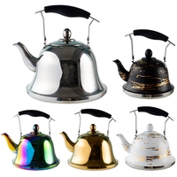 Bouilloire à café moderne et élégante, style rétro, en acier inoxydable, avec bec col de cygne, revêtement émaillé coloré et filtre