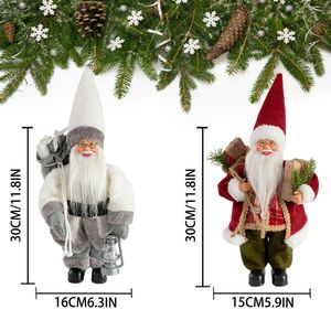 Dropshipping Shopify 12 Inch Christmas <b>Santa</b> Claus <b>Standing</b> Plush Figure Window Display Holiday Decor - Product Image 2