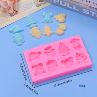 Ensemble de moules en silicone à thème de Noël avec forme circulaire et emballage OPP pour la pâtisserie, les gâteaux DIY, le fondant, les chocolats, les biscuits