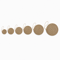 Sous-verre rond en corde de jute fait main, style rustique campagnard, pour table à manger, cuisine, décoration, dessous de plat