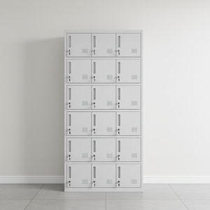 Armoire métallique à 18 portes, <span class=keywords><strong>verrouillable</strong></span>, ventilée, robuste, en acier, pour le rangement, le bureau, la salle de sport, les objets personnels - Product Image 2