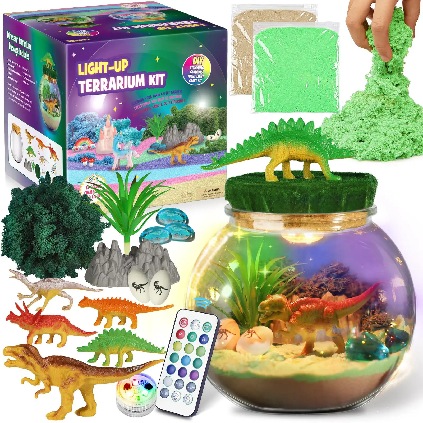 DIY Creative Art Craft and Crafts DIY Dinosaur light up Terrarium tool build Kit for kids