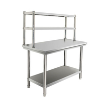 Table d'angle en acier inoxydable avec logo personnalisé et mini-étagères pour comptoir de caisse de supermarché, usage commercial, robuste