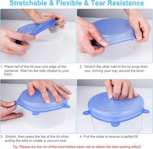 Heat Resistant Reusable Silicone Stretch Lids for Food Storage in <b>Fridge</b> Elastic Heat-Resistant Bowl Covers Cups Cans Jars - Product Image 5