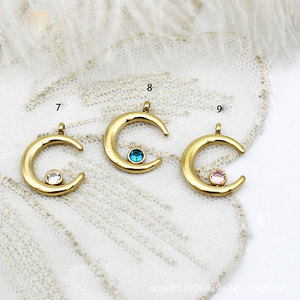 Colgantes de Moda de Acero Inoxidable 316L con Baño de Oro de 14k y 18k, Resistentes al Deslustre, con Dijes de Luna de Zirconia para Fabricación de Joyas (Collares y Pulseras) - Product Image 5