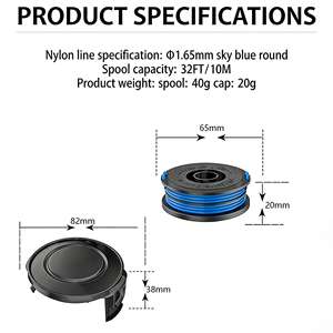 Kit de remplacement de bobine de fil pour tête de coupe RSJA-01 brevetée, nylon gris 1,6 mm 10FT/3,05M, compatible Blue Spear Jackson GT450 GT600 N1F-GT-280 - Product Image 4