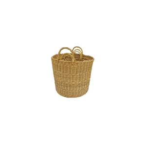 Natural Rattan Storage <b>Baskets</b> Set of 3 Handwoven <b>Rectangular</b> with Handles Multi-Purpose Rustic Design for Neatening - Product Image 1