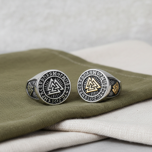 Anillo de Acero Inoxidable con Nudo Celta de Estilo Retro Europeo <span class=keywords><strong>para</strong></span> Hombre, Símbolo Triangular Vikingo Nórdico - Product Image 6