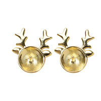 Base para Pendientes de Plata de Ley S925 con Diseño de Asta de Reno, Bañada en Oro/Oro Rosa, para DIY, Componente de Joyería Navideña