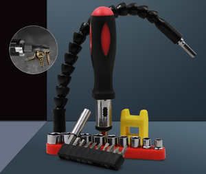 Juego de Destornilladores Universales <span class=keywords><strong>con</strong></span> Eje <span class=keywords><strong>Flexible</strong></span>, Porta Puntas, Varilla de Extensión, Magnetizador, Trinquete, Combinación de Destornilladores, Plástico, Manualidades - Product Image 4