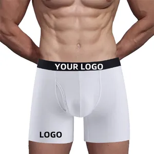 Hoge Kwaliteit Ademende Custom Tailleband Logo Effen Heren Boxer Ondergoed Nylon Modal Bamboe Katoenen Heren Slips Boxers Voor Heren