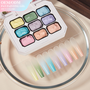 VENDEENI Summer Hipster Mud Nail Pat Painting Gel Palette 9 Colors Match Highlight Texture DIY Oil Painting Gel Pallet Nail Art