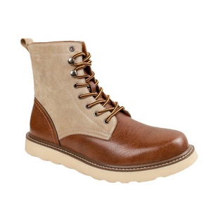 Bottes de travail mi-mollet pour hommes, style rétro britannique/américain, en cuir véritable, semelle en caoutchouc épaisse, lacets avant, antidérapantes - Product Image 3