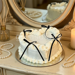 Handmade Plastic Cream Heart Faux Cake Jewelry Storage <b>Box</b> Eco-Friendly Black Fun Bow Pearl Decor Vintage <b>Trinket</b> Wedding - Product Image 4