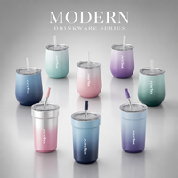 Gobelets à vin isothermes personnalisés de 10/14 oz, colorés, avec revêtement en poudre, à double paroi, en acier inoxydable, pour le café, les voyages en voiture