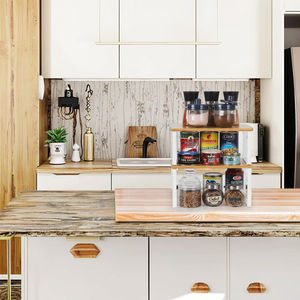 Estante de almacenamiento de bambú ecológico de alta calidad, estante de almacenamiento de mostrador Flexible extensible para gabinetes de cocina, soporte de <span class=keywords><strong>mano</strong></span> - Product Image 1