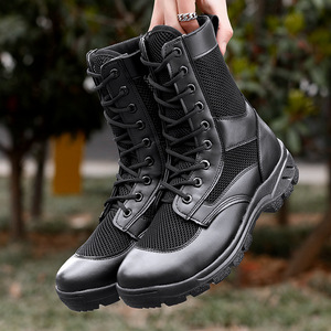 Men Mesh Zipper Work Boots <b>Round</b> Toe Low Heel Breathable Outdoor Hiking Shoes Security Guard Shoes - Product Image 4