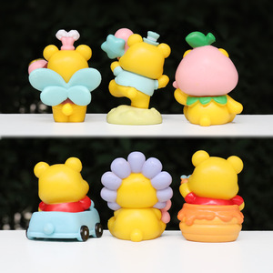 Cute Yellow Teddy Bear Figurine Model Cake Spin Box Doll Figurine <strong>Small</strong> Figurine Car <strong>Ornament</strong> - Product Image 3