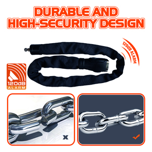 Chaîne de vélo <span class=keywords><strong>antivol</strong></span> en acier trempé de 8 mm, alarme de sécurité 120 dB, cadenas combiné, caractéristiques anti-coupure propriétaires pour les deux-roues - Product Image 4