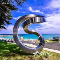 Escultura de Anillo Arqueado de Acero Inoxidable con Acabado Espejo para Exteriores, Arte para Playas, Paseos Marítimos y Vistas al Mar