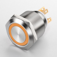 Interrupteur à bouton-poussoir en acier inoxydable 22 mm 5A IP65, à maintien ou momentané, pour poste de commande d'équipement