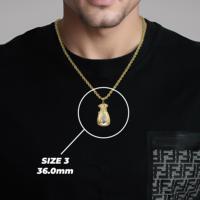 Collier pendentif porte-bonheur en or plaqué 14 carats pour homme, motif sac d'argent et signe du dollar, bijou tendance