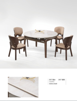 Ensemble de table à manger en bois massif de style italien, 4 chaises, table à manger ronde extensible moderne de luxe