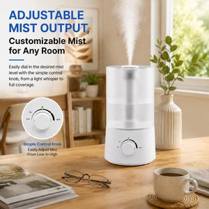 Humidificador Ultrasónico Eléctrico de Vapor Caliente con Relleno Superior, Luz LED, Iones Negativos, Capacidad de 3-5L, Silencioso (<36dB) para Habitación de Bebé - Product Image 5