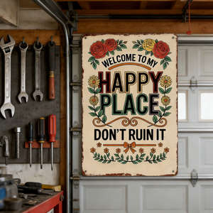 Bienvenue dans <span class=keywords><strong>mon</strong></span> joyeux coin : Décoration murale florale rustique en fer pour <span class=keywords><strong>cuisine</strong></span>, maison, café, mariage et anniversaire - Product Image 1