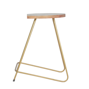 Customizable Size Modern Restaurant Furniture Gold Industrial Metal Wood Bar <b>Stool</b> <b>for</b> <b>Bedroom</b> or Hotel Use - Product Image 4