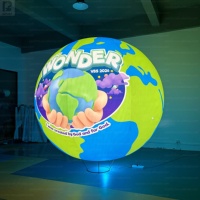 Ballon gonflable géant en PVC de 3 m avec logo personnalisé éclairé par LED, globe terrestre étanche, décoration pour événements religieux/promotion de marque/fête
