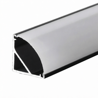 Profil LED d'angle de plafond en aluminium série 1000 à 45 degrés, argent/noir, pour éclairage intérieur, 20x20mm, pour décorations et extrusions